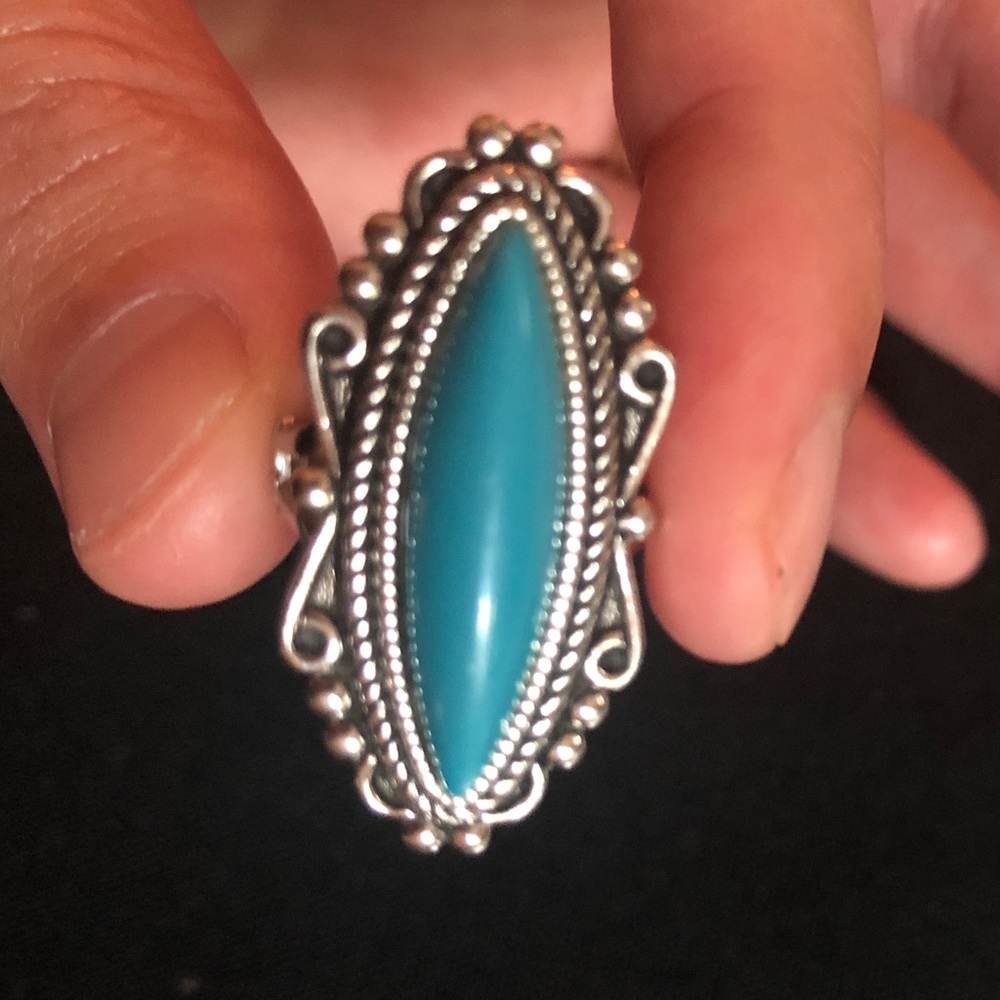 SOLD on another site! Vintage turquoise stone silver ring signed Park Lane - Picture 3 of 8